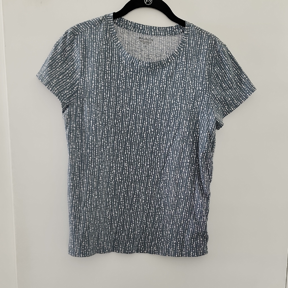 Athleta Light Blue Teardrop Pattern Tee